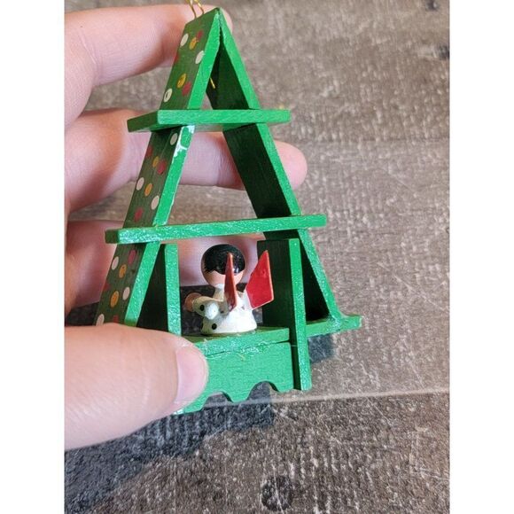 Wooden tree angel cherub ornament Xmas decor - Picture 5 of 5